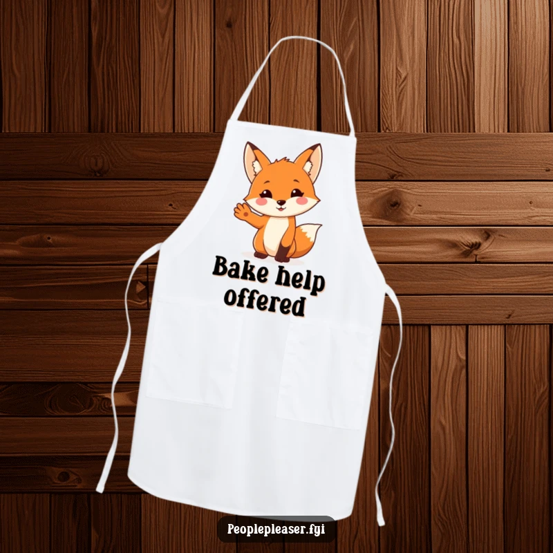 Funny Fox Apron: A cheerful fox character offers its paw, ready to help in the kitchen with a smile. Great funny gift!