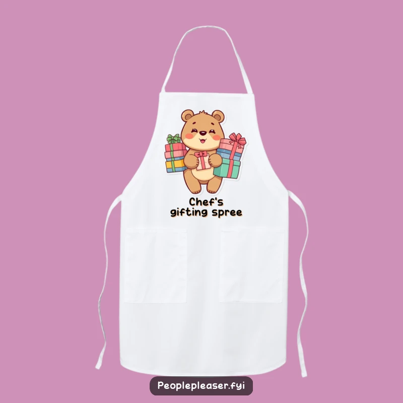 Funny Bear Gift Apron: Helper Bear with Presents, Practical & Funny Kitchen Gift!
