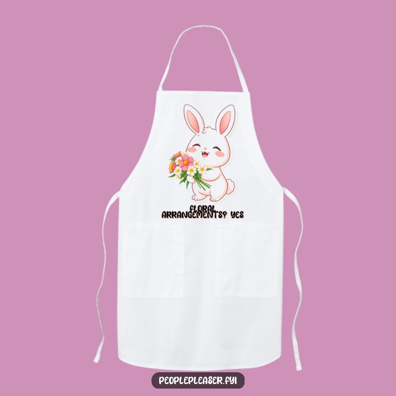 Funny Cheerful Bunny Flower Apron - Kitchen Spring Gift Idea