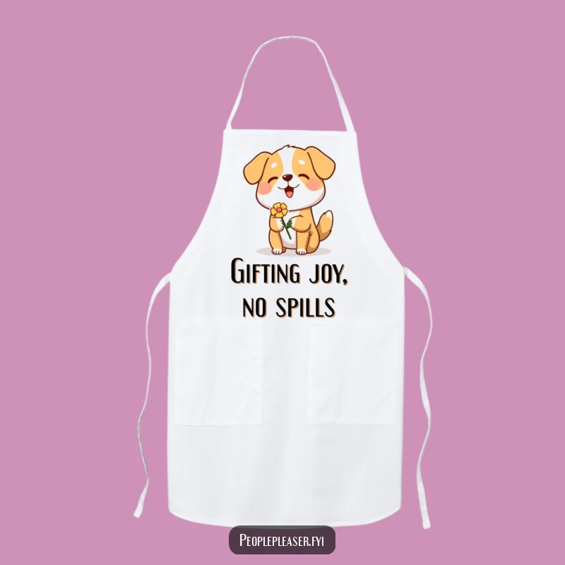 Funny Dog Apron: Cheerful Chef Pup with Flower, Practical & Funny Kitchen Gift!