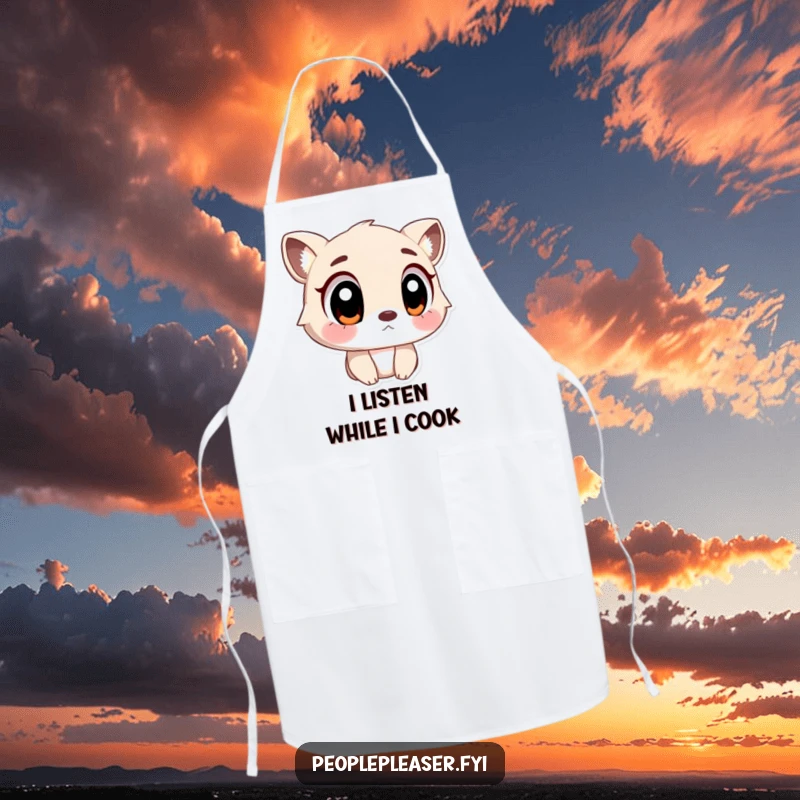 Funny Apron showing an animal character with large, attentive eyes, ready to assist in the kitchen with humor.