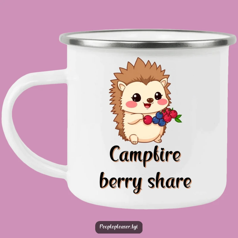 Durable Funny Kawaii Hedgehog Camping Mug, Sharing Companion, Outdoor Gift