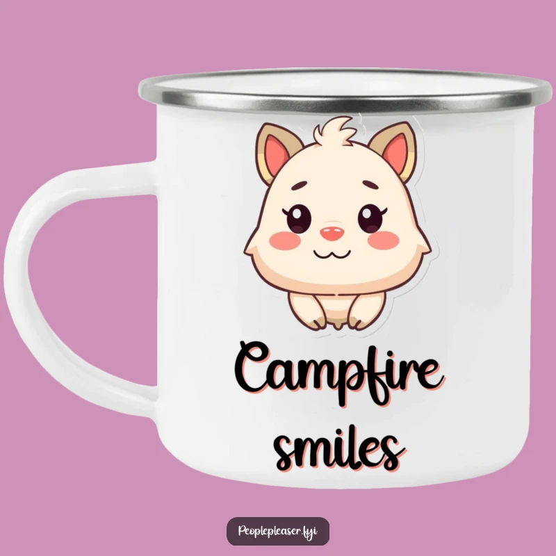 Funny Happy Face Camping Mug: Satisfied Animal's Joy, Outdoor Funny Gift