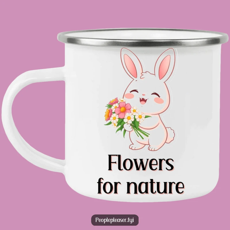 Funny Cheerful Bunny Flower Camping Mug - Outdoor Spring Gift