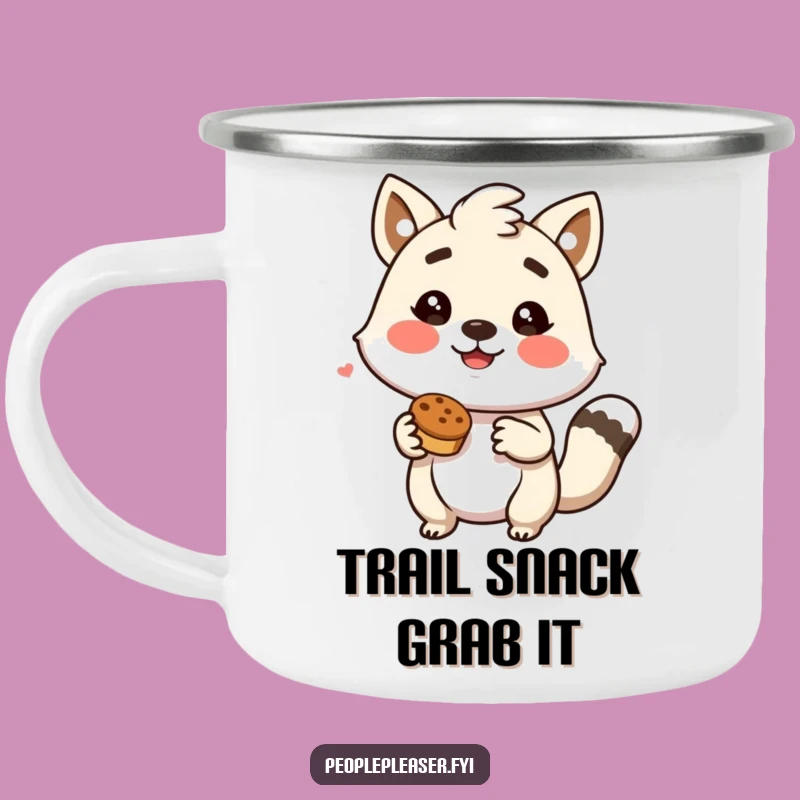 Funny Enamel Camping Mug - Animal Offering Treat - Outdoor Gift