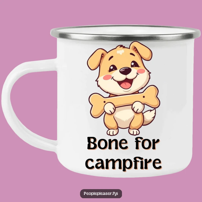 Funny Happy Dog Bone Fetch Camping Mug - Outdoor Dog Lover Gift