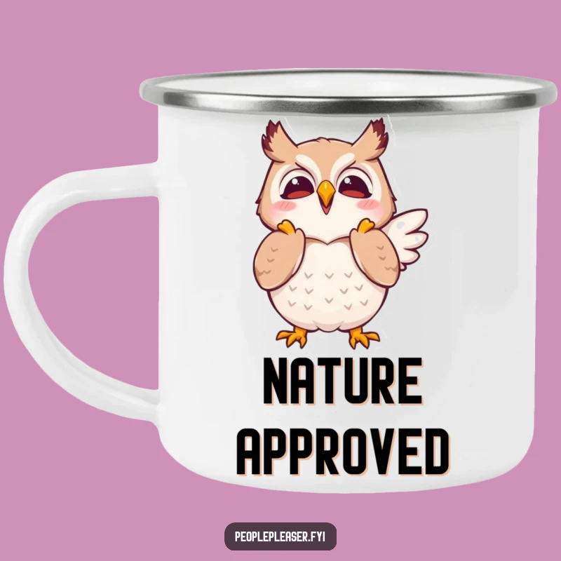 Funny Owl Clapping Wings Camping Mug - Cheerful Campfire Companion, Awesome Funny Gift