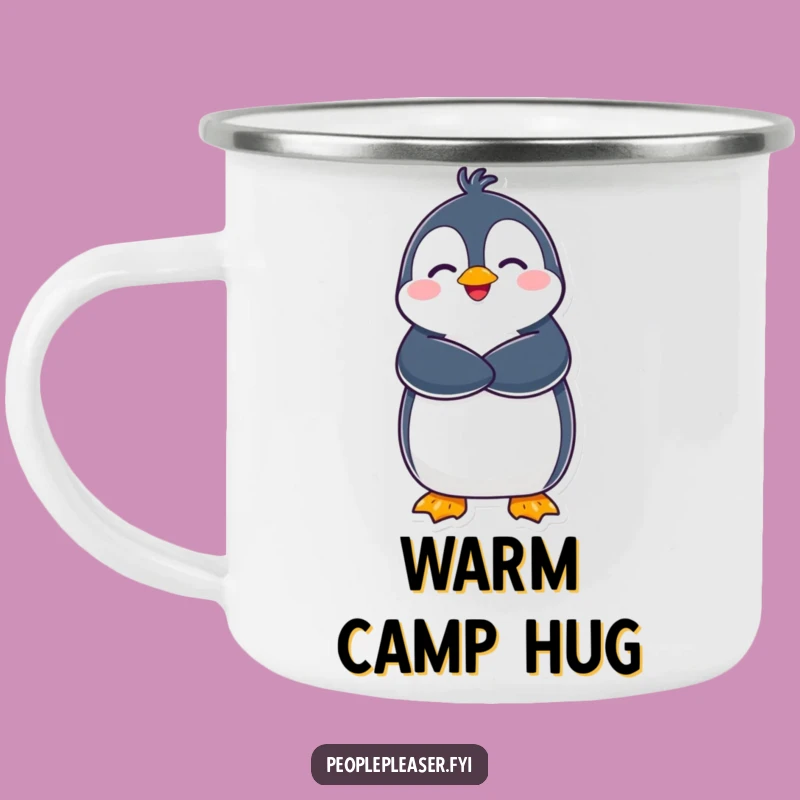 Funny Penguin Hug Camping Mug: Your Cozy Camp Companion!