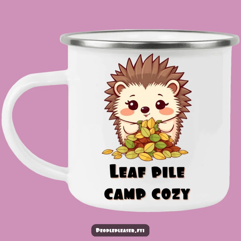 Funny Hedgehog Leaves Camping Mug: Organized Sips for Outdoor Adventures