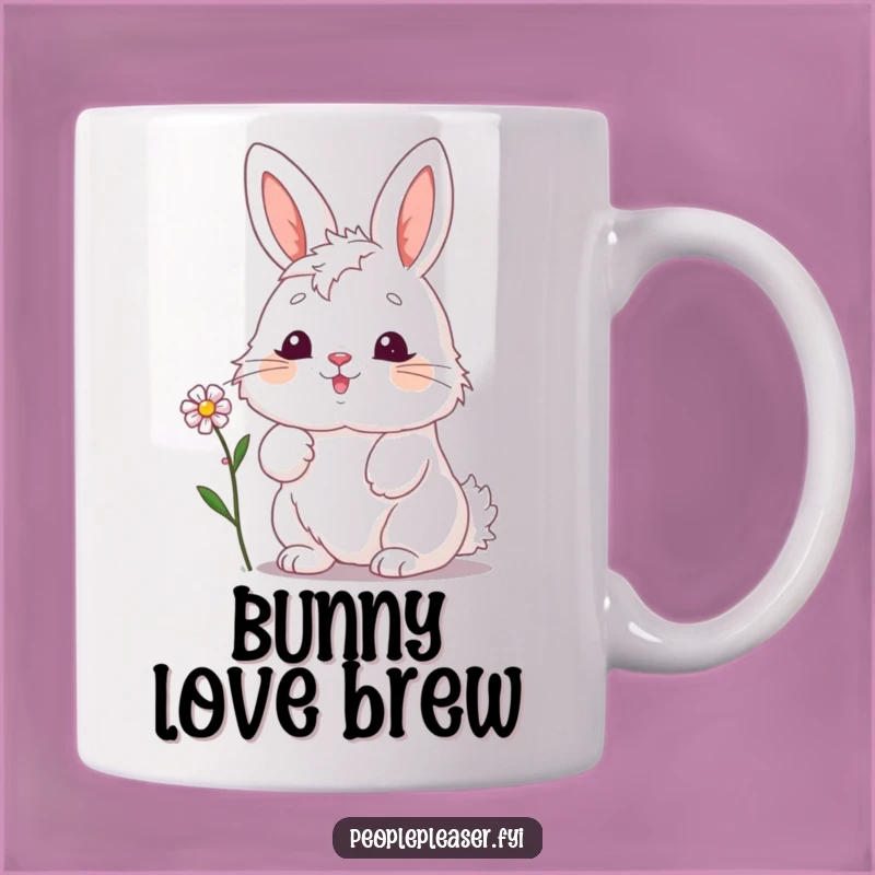 Funny Bunny Flower Offering Mug: Perfect Cheerful Gift for Friends & Gardeners