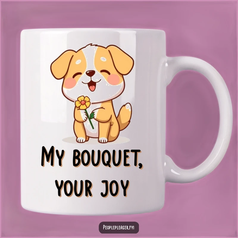 Funny Dog Flower Mug: Cheerful Pup's Gift for a Friend, Perfect Funny Present!