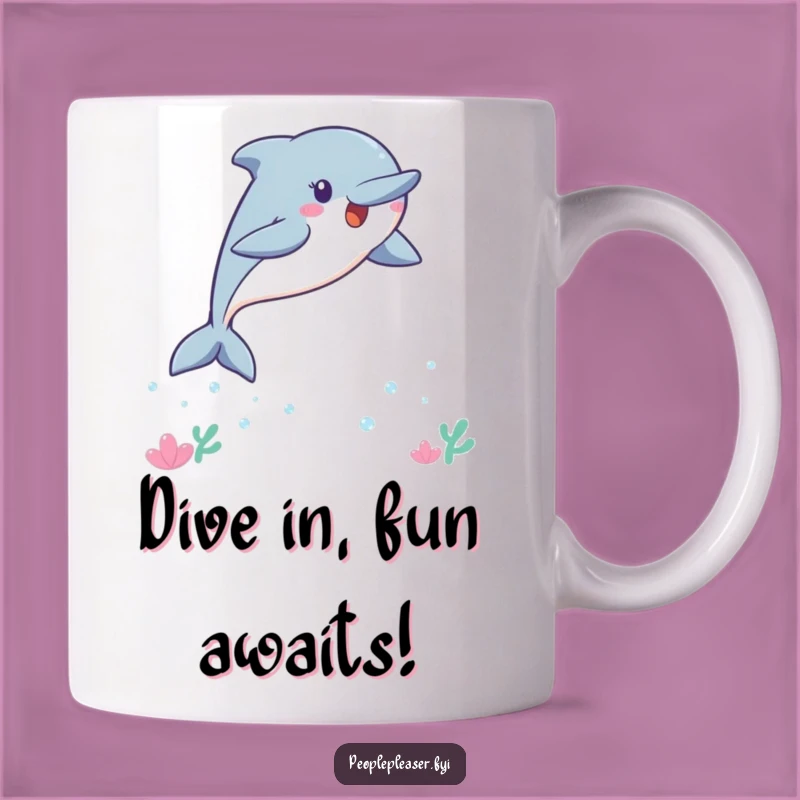 Funny Kawaii Dolphin Mug: Playful Leaping Dolphin Makes the Perfect Funny Gift