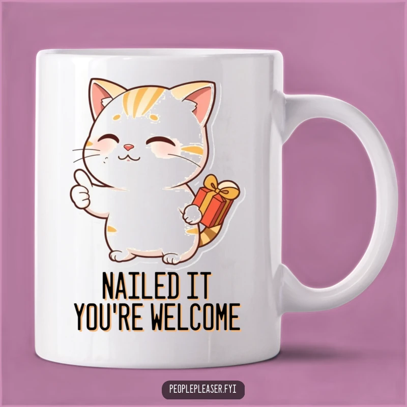 Funny Nodding Cat Thumbs Up Gift Mug - Hilarious Cat Lover Present
