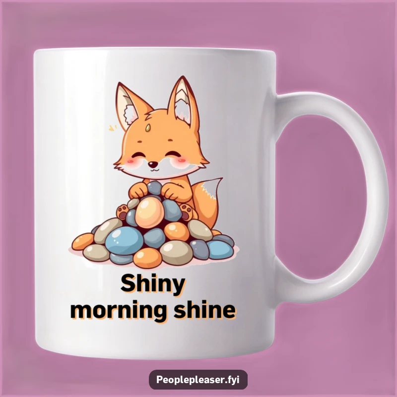 Funny Fox Pebble Collector Mug: Perfect Gift for Shiny Object Lovers
