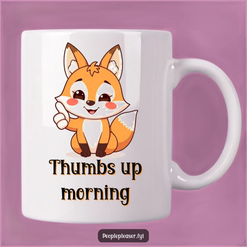Funny Fox Thumbs Up Mug: Happy Vixen's Approval, Perfect Funny Gift for Friends!