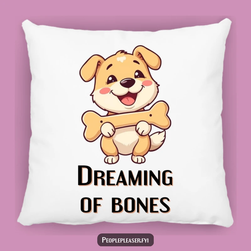 Funny Happy Dog Bone Fetch Pillow - Comfy Dog Accent Pillow Gift