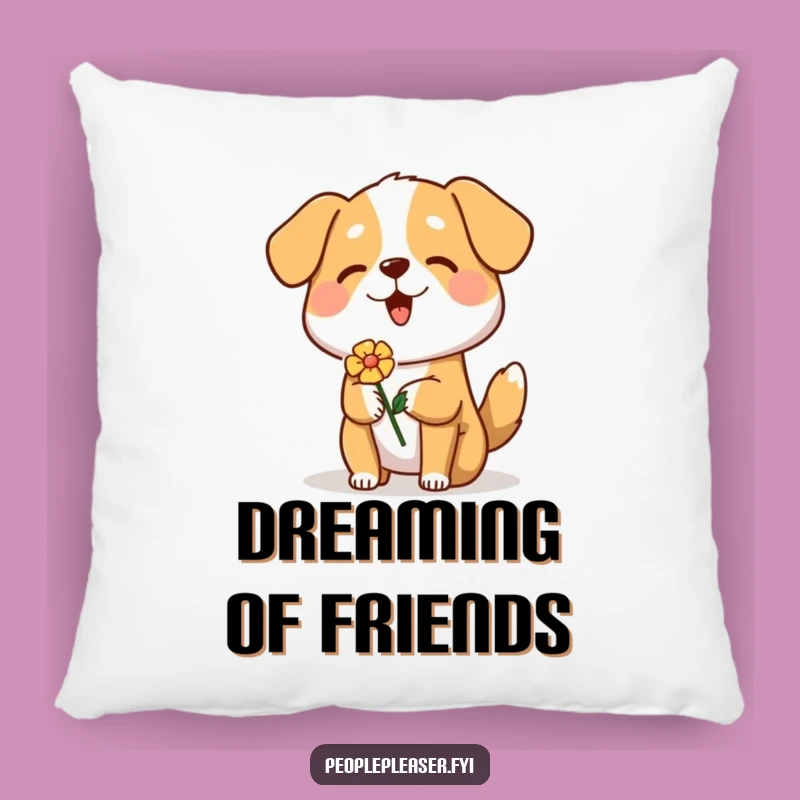Funny Dog Pillow: Cozy Cheerful Pup with Flower, Soft & Funny Gift for Couch!