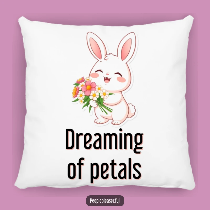 Funny Cheerful Bunny Flower Pillow - Cozy Spring Accent Pillow Gift