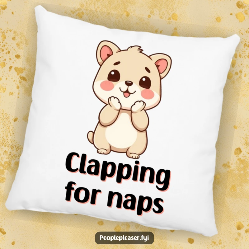 Funny Pillow: An animal character enthusiastically clapping its paws, radiating positive approval.