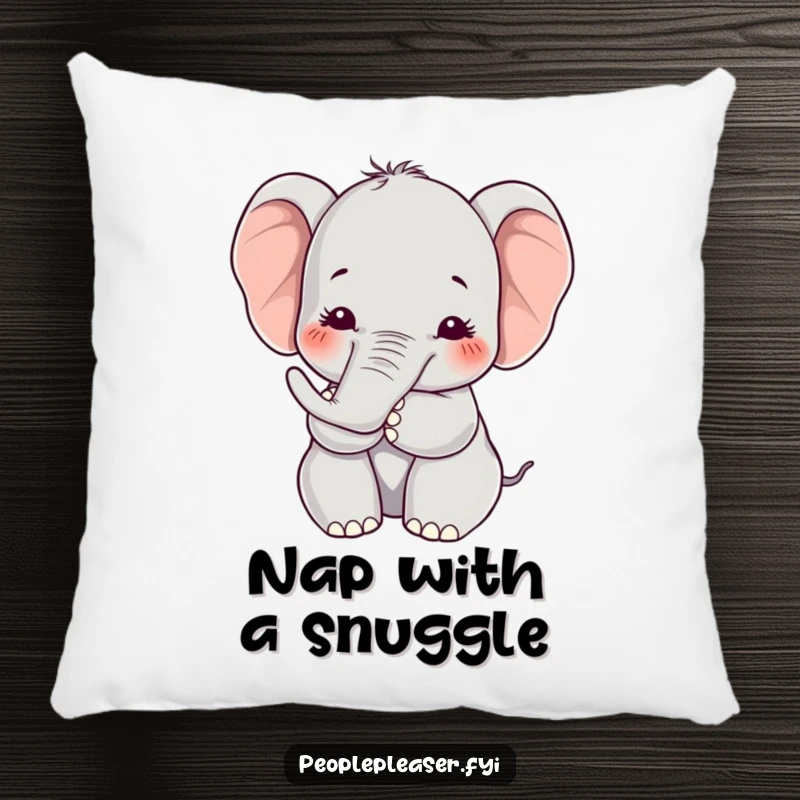 Funny Kawaii elephant pillow featuring a character offering a soft hug with its trunk, providing plush comfort and a loving, huggable design.