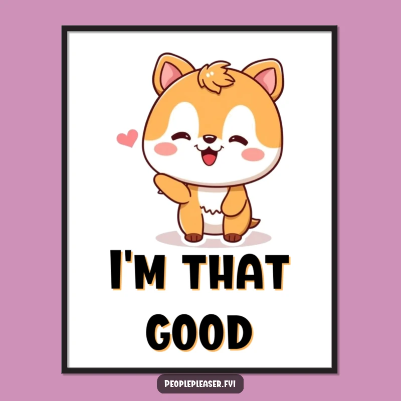 Funny Digital Art Print: Pleased Animal Receives Compliment, Whimsical Artwork for Instant Happiness Gift