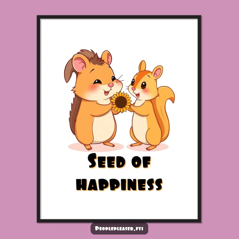 Funny Hamster & Squirrel Seed Gift Digital Art, Instant Joyful Download