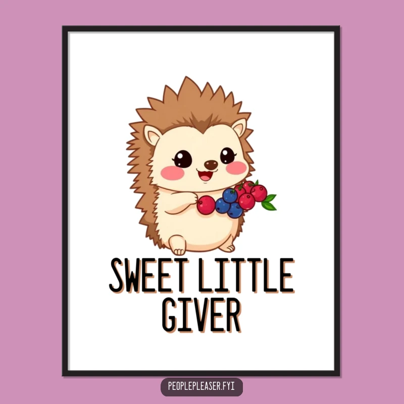 Funny Kawaii Hedgehog Digital Art, Generous Spirit Piece, Instant Kindness Gift