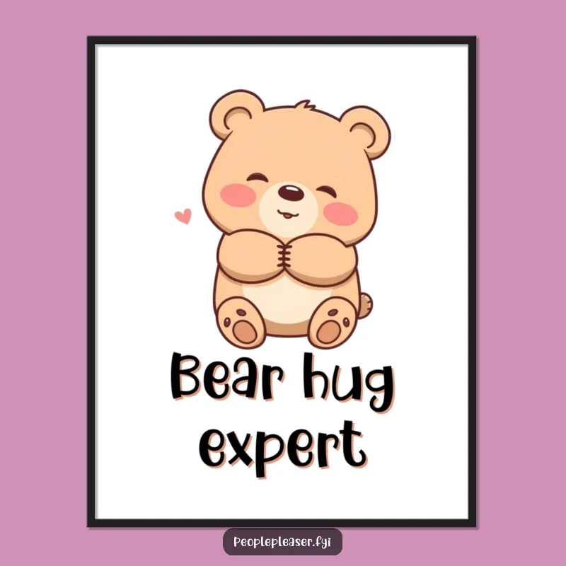 Funny Smiling Bear Hug Digital Art - Instant Comfort Decor Gift