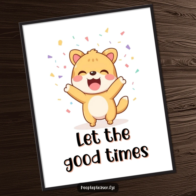 Funny Digital Art Print: A joyful animal character gleefully throwing a shower of colorful confetti.