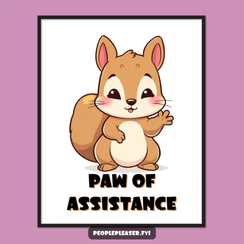 Funny Squirrel Helping Paw Digital Art - Instant Funny Gift for Wall Decor