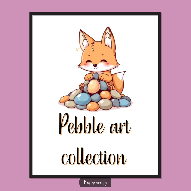Funny Fox Pebble Art Print: Clever Decor & Hilarious Gift for Collectors