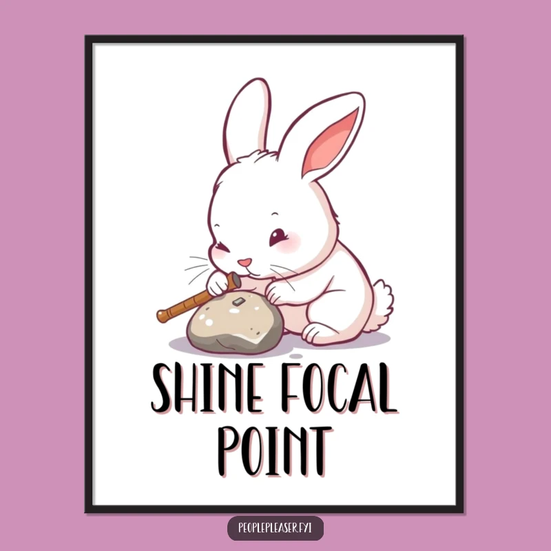 Funny Rabbit Polishing Art Print: Detailed Decor & Hilarious Gift