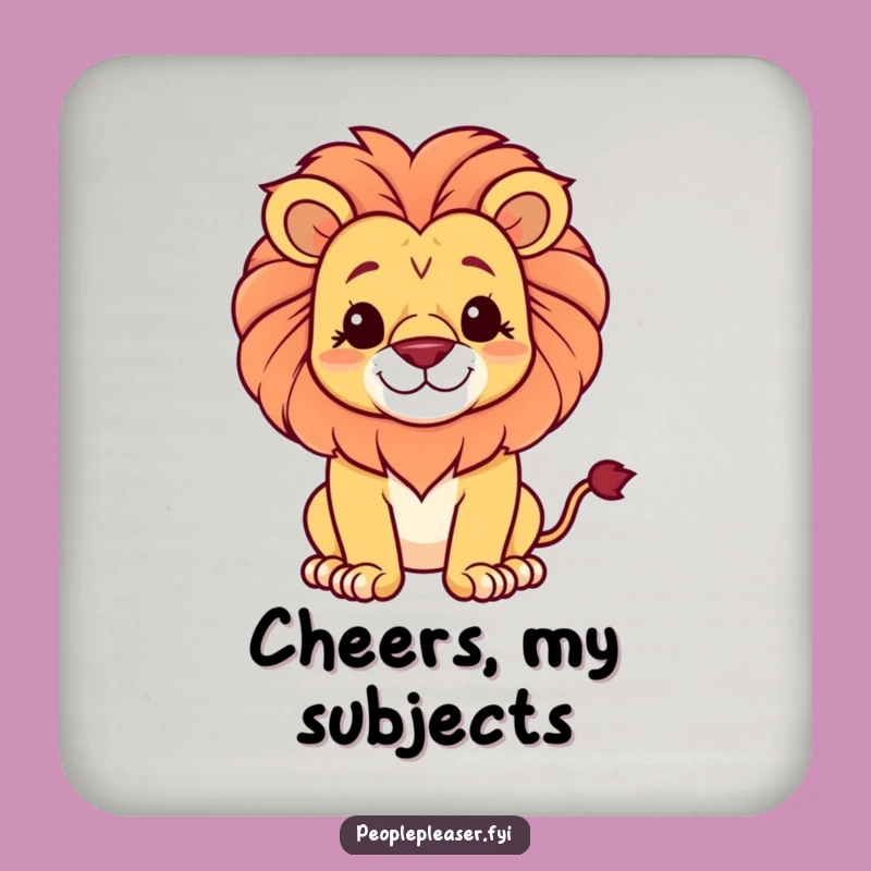 Funny Lion's Gentle Smile Drink Coaster: Regal Protector Gift