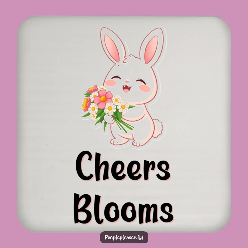 Funny Cheerful Bunny Flower Coaster - Protect with Spring Charm
