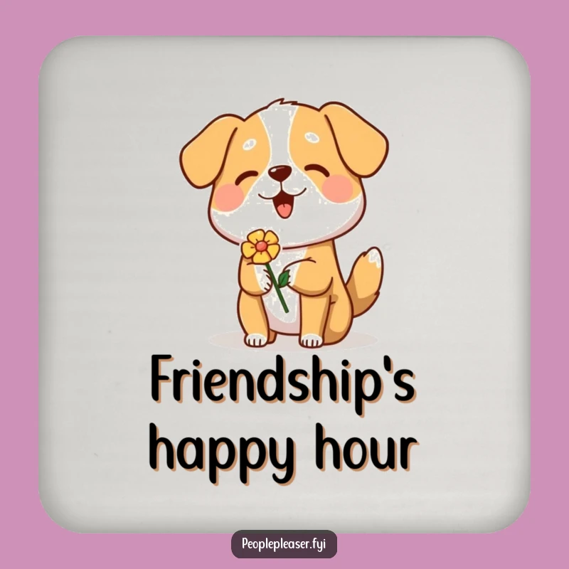 Funny Dog Coasters (Set of 4): Cheerful Pup Flower Gift, Protect Surfaces Funnily!