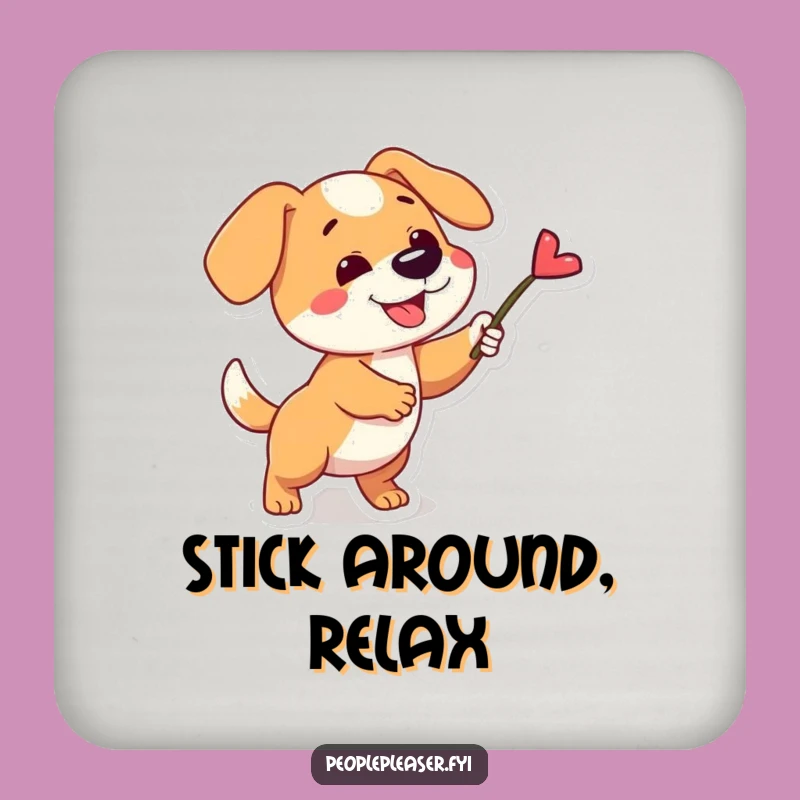 Funny Dog Fetching Stick Coaster: Protect Surfaces with Canine Charm