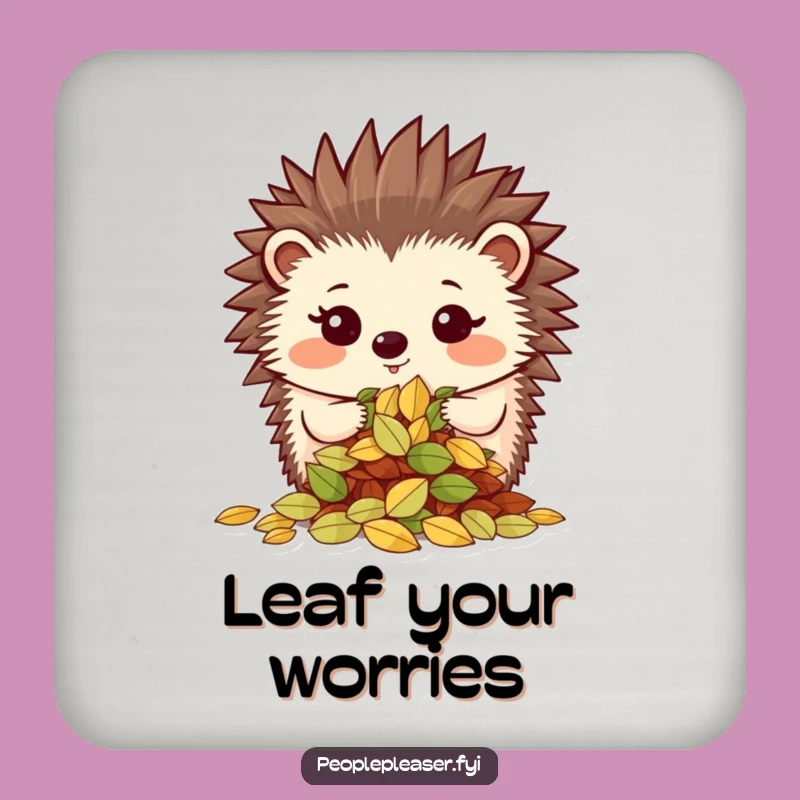 Funny Hedgehog Leaves Coaster: Protect Surfaces with Organized Charm