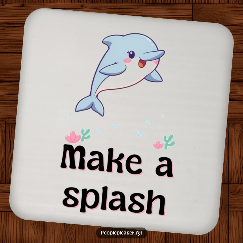 Funny Kawaii dolphin drink coasters, each featuring a playful leaping dolphin, adding charm to any drink setting.