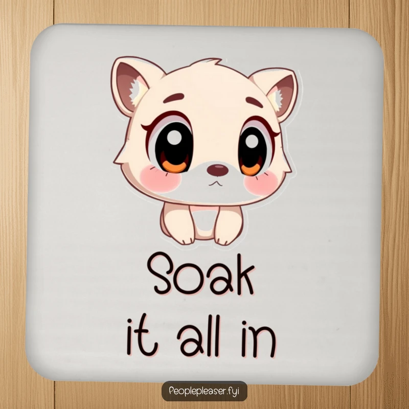 Funny Drink Coaster showcasing an animal character with big, listening eyes, adding a humorous touch to drink service.