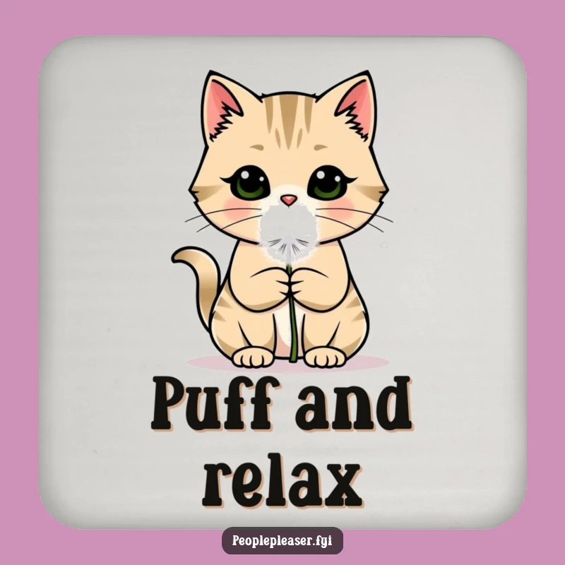 Funny Cat Coaster: Charming Dandelion Offering, Protects Surfaces With Cute Humor