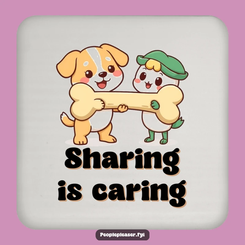 Funny Dog Bone Drink Coaster: Protect surfaces with a cheerful dog and its giant bone, a great funny gift.