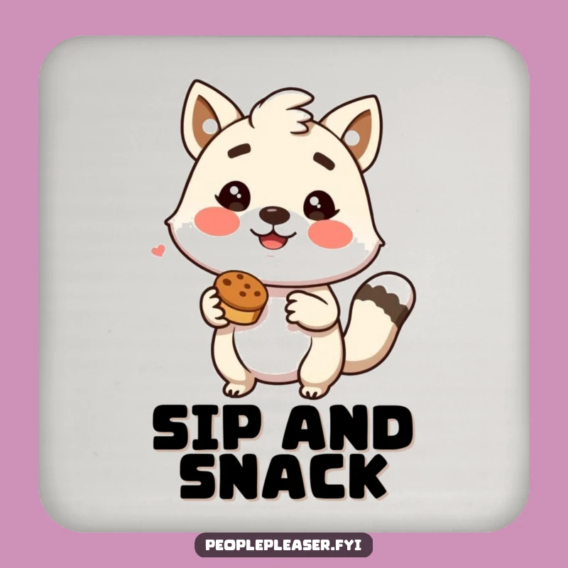 Funny Coaster Set - Animal Character Offering Treat - Drink Accessory Gift