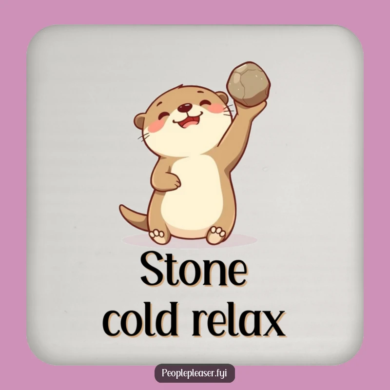 Funny Otter Tossing Stone Coaster: Protect Surfaces with Hilarious Style