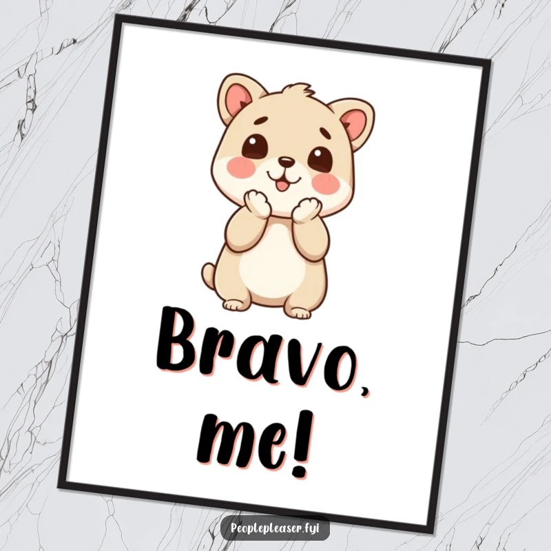 Funny Poster: An animal figure clapping its paws energetically, conveying strong approval and happiness.