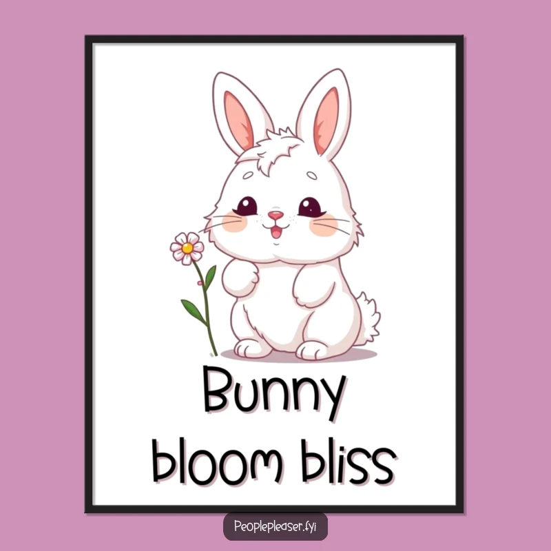 Funny Bunny Flower Poster: Cheerful Wall Art & Hilarious Gift