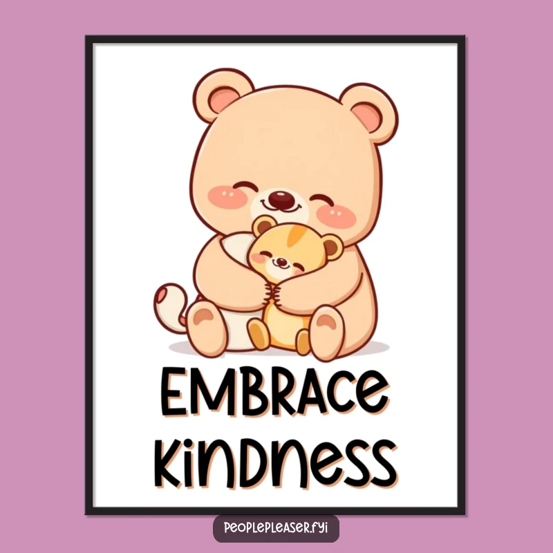 Funny Bear Hug Poster: Heartwarming Art for a Laughing Embrace!