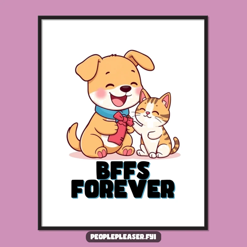 Funny Dog Cat Art Poster - Hilarious Wall Decor Gift