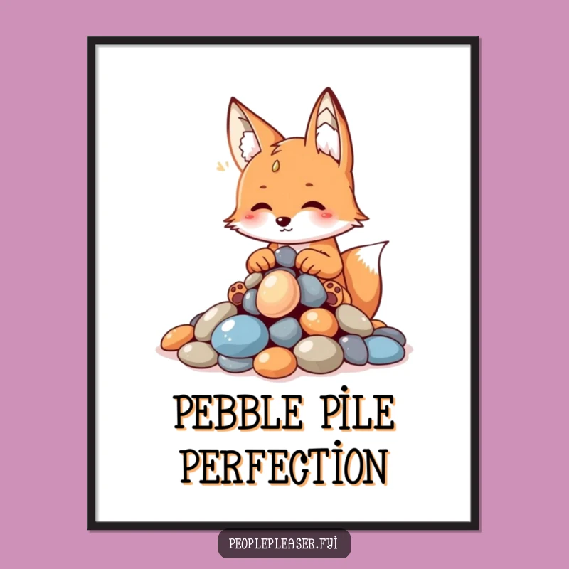 Funny Fox Pebble Art Poster: Clever Wall Art & Hilarious Gift