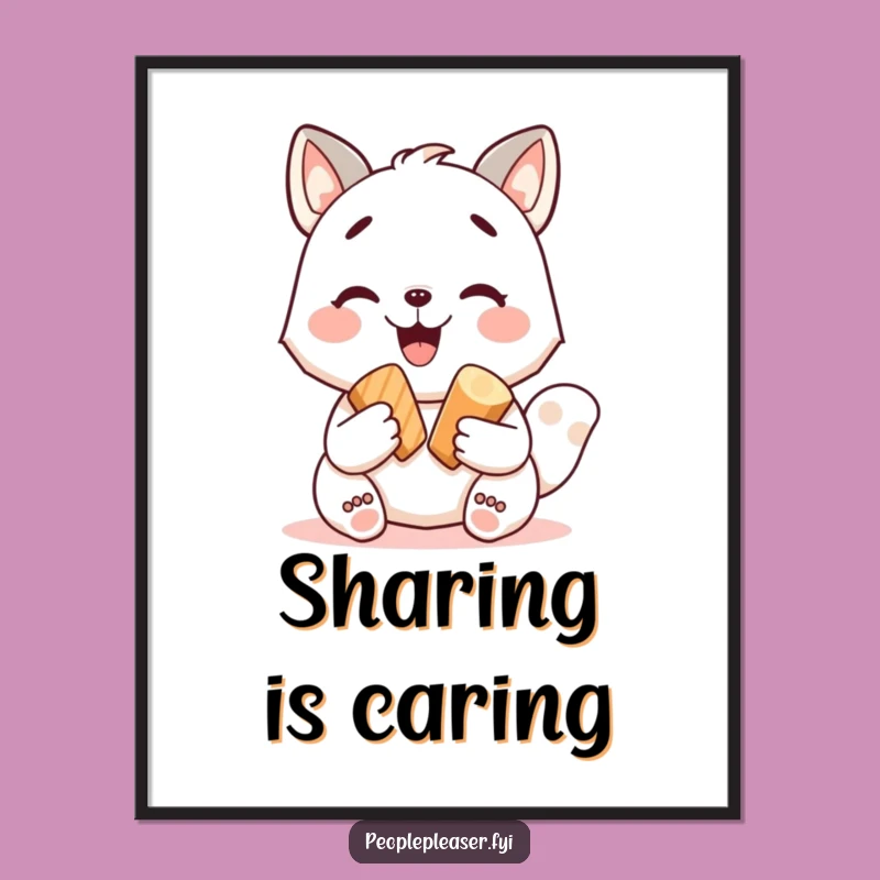 Funny Happy Animal Sharing Treat Poster - Wall Art That Shares Laughter!