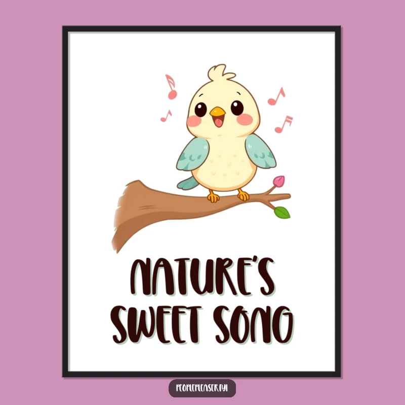 Funny Kawaii Bird Poster, Cheerful Melody Art, Whimsical Decor Gift